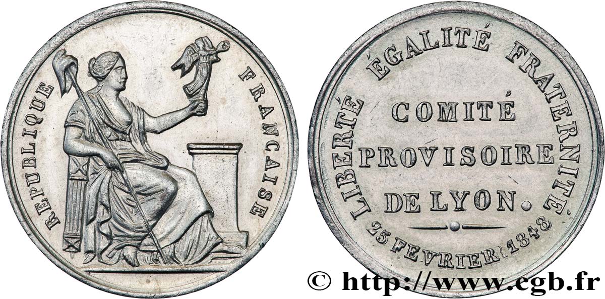DEUXIÈME RÉPUBLIQUE Médaille, Comité provisoire de Lyon TTB+