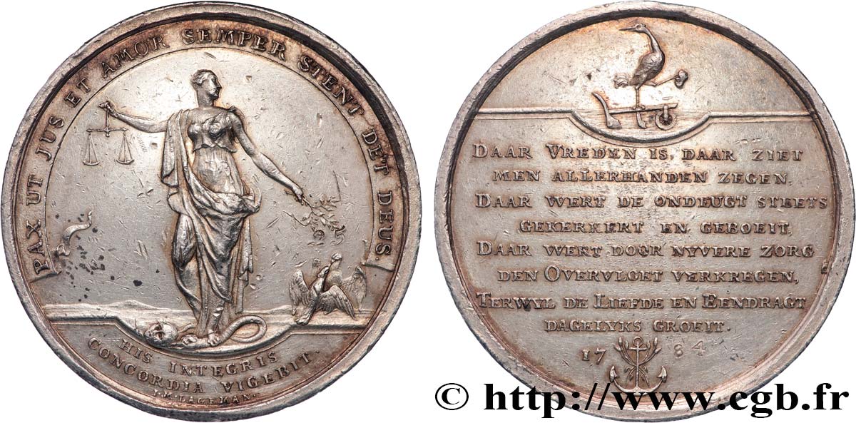 PAYS-BAS Médaille, Noces d’argent de P. Wetehoff et L. H. Schweppen TTB
