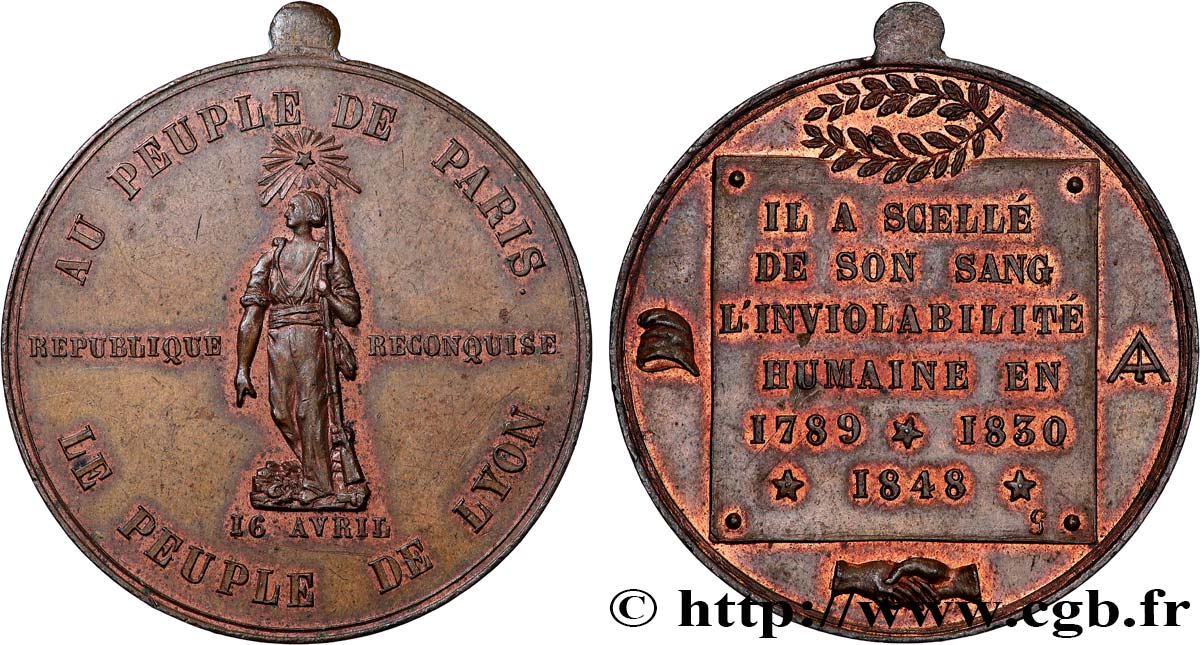 SECOND REPUBLIC Médaille, Au Peuple de Paris AU