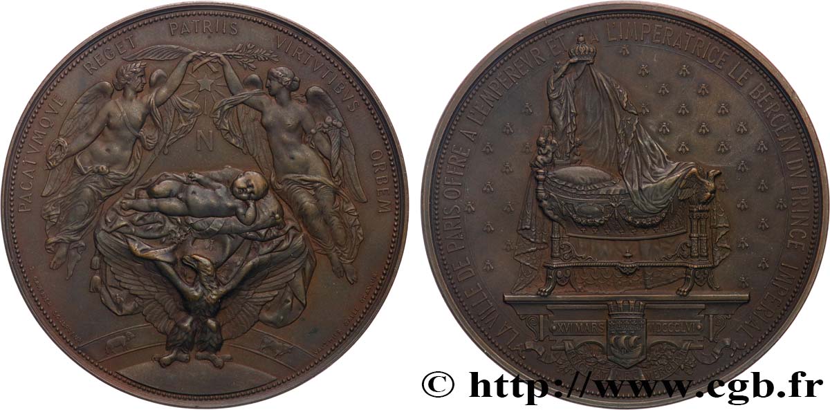 SECOND EMPIRE Médaille, Berceau du prince impérial Louis-Napoléon SUP