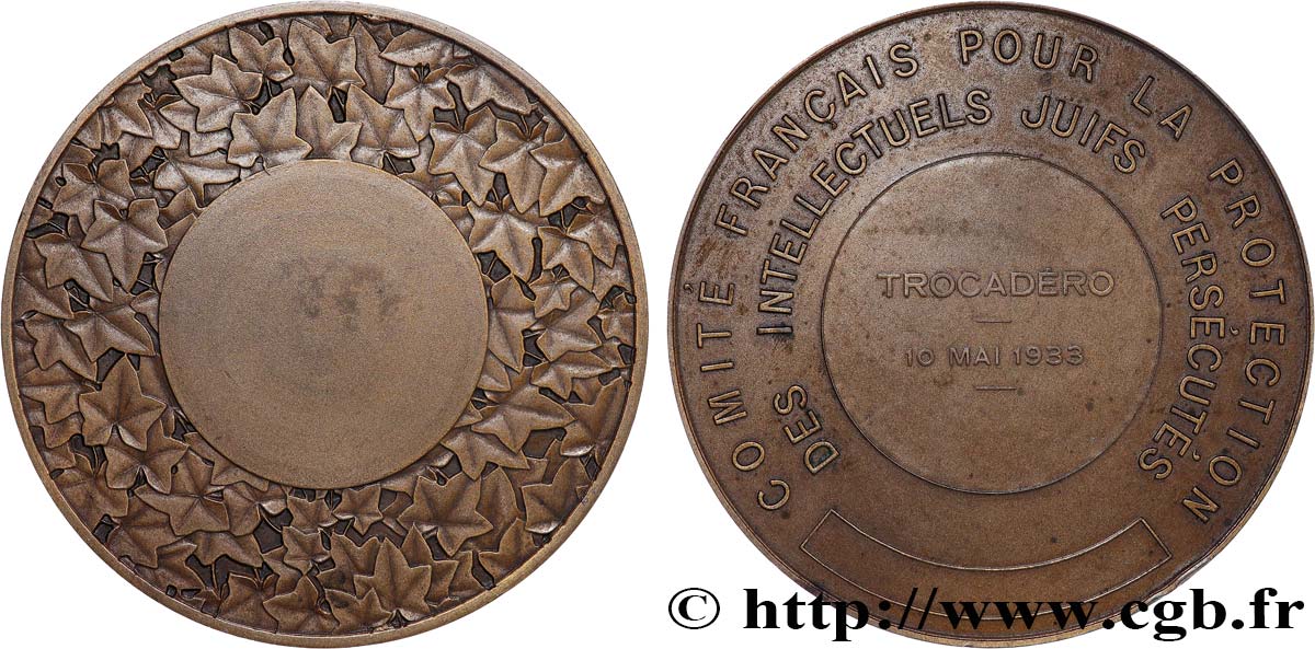 III REPUBLIC Médaille, Comité français pour la protection des intellectuels juifs persécutés XF/AU