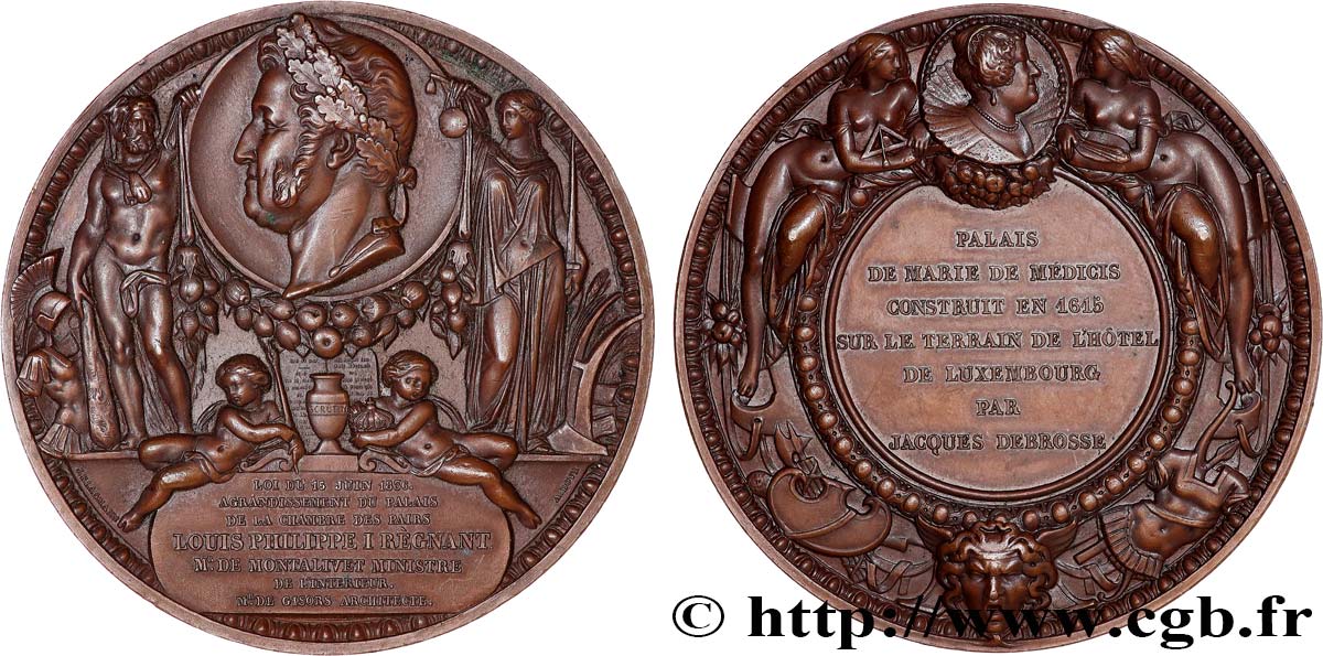 LOUIS-PHILIPPE Ier Médaille, Agrandissement de la chambre des pairs SUP