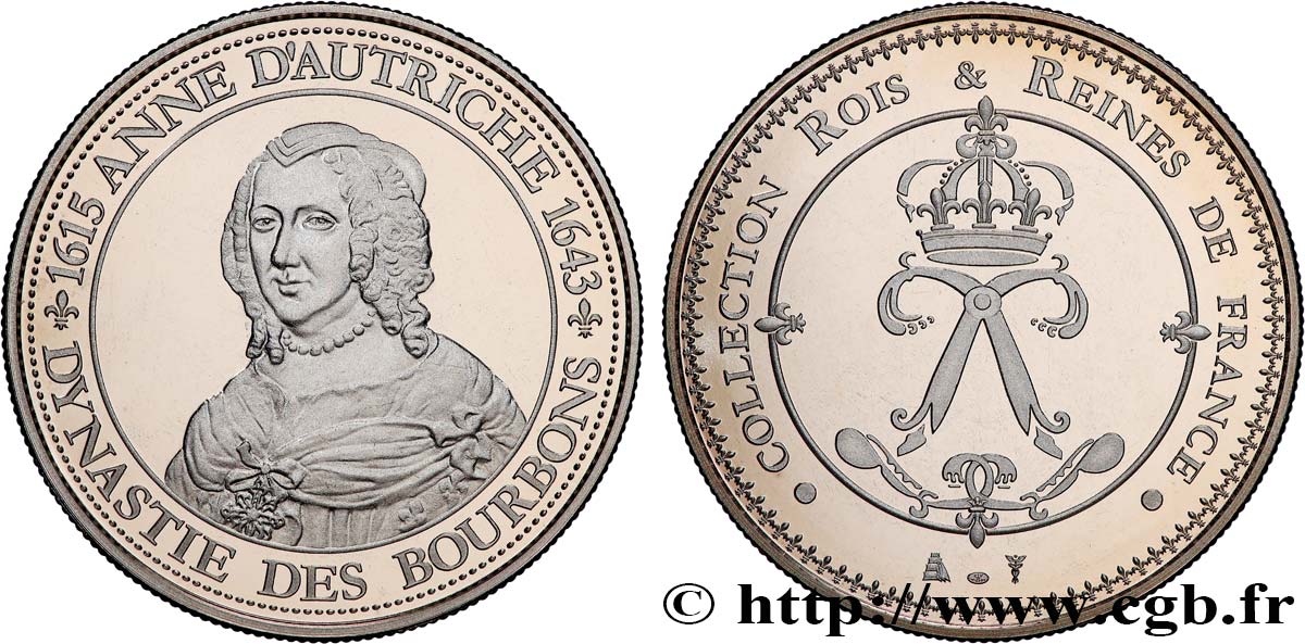 COLLECTION ROIS & REINES DE FRANCE Médaille, Anne d’Autriche SPL