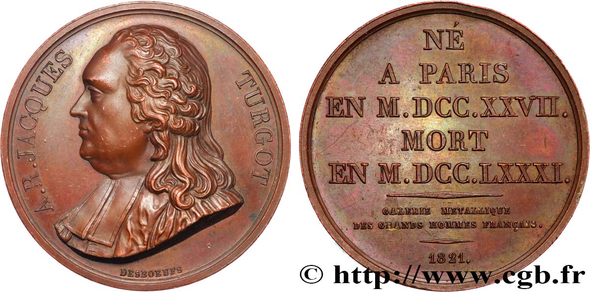 GALERIE MÉTALLIQUE DES GRANDS HOMMES FRANÇAIS Médaille, Anne Robert Jacques Turgot TTB+