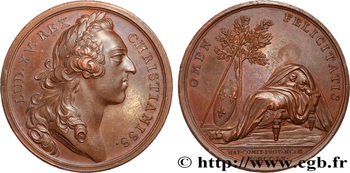 LOUIS XV THE BELOVED Médaille pour la naissance du futur Louis XVIII AU