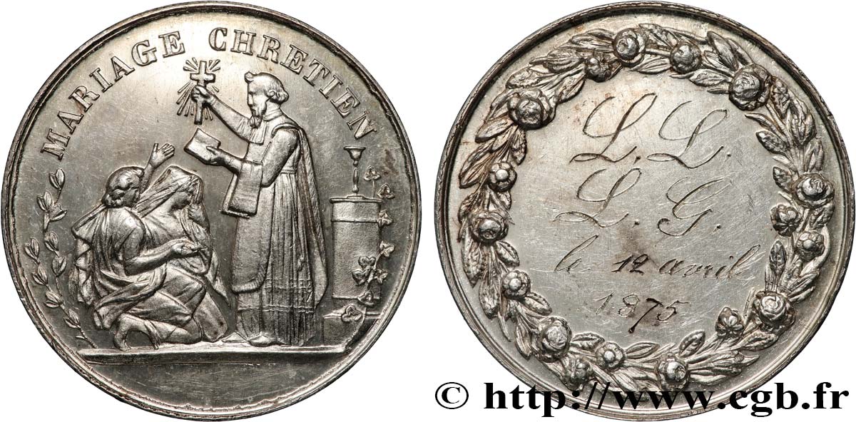 AMOUR ET MARIAGE Médaille, Mariage chrétien TTB+