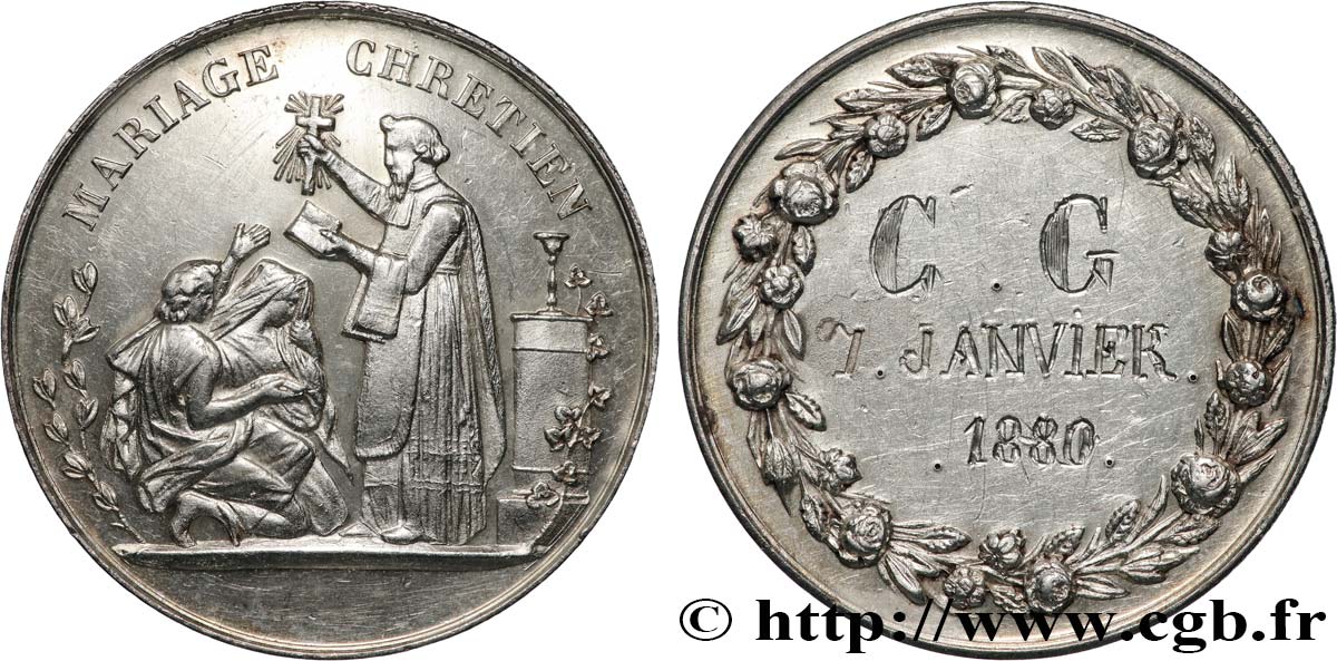 AMOUR ET MARIAGE Médaille, Mariage chrétien TTB+