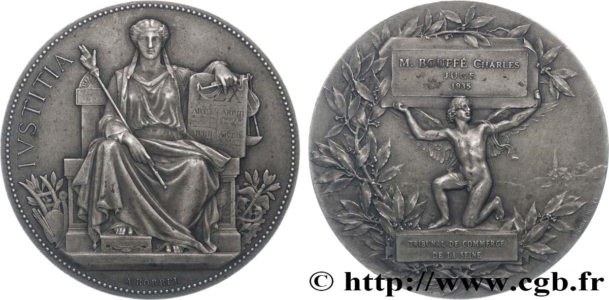 TROISIÈME RÉPUBLIQUE Médaille, Tribunal de commerce de la Seine, Juge TTB+