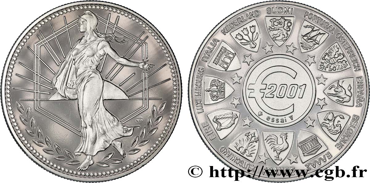 CINQUIÈME RÉPUBLIQUE Médaille, Essai Euro SPL