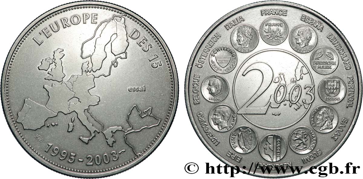 FUNFTE FRANZOSISCHE REPUBLIK Médaille, Essai, l’Europe des 15 VZ