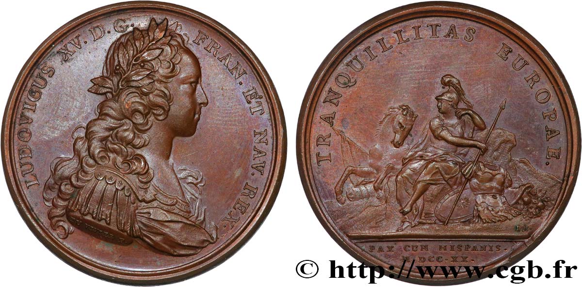 LOUIS XV THE BELOVED Médaille, Paix d’Espagne MS