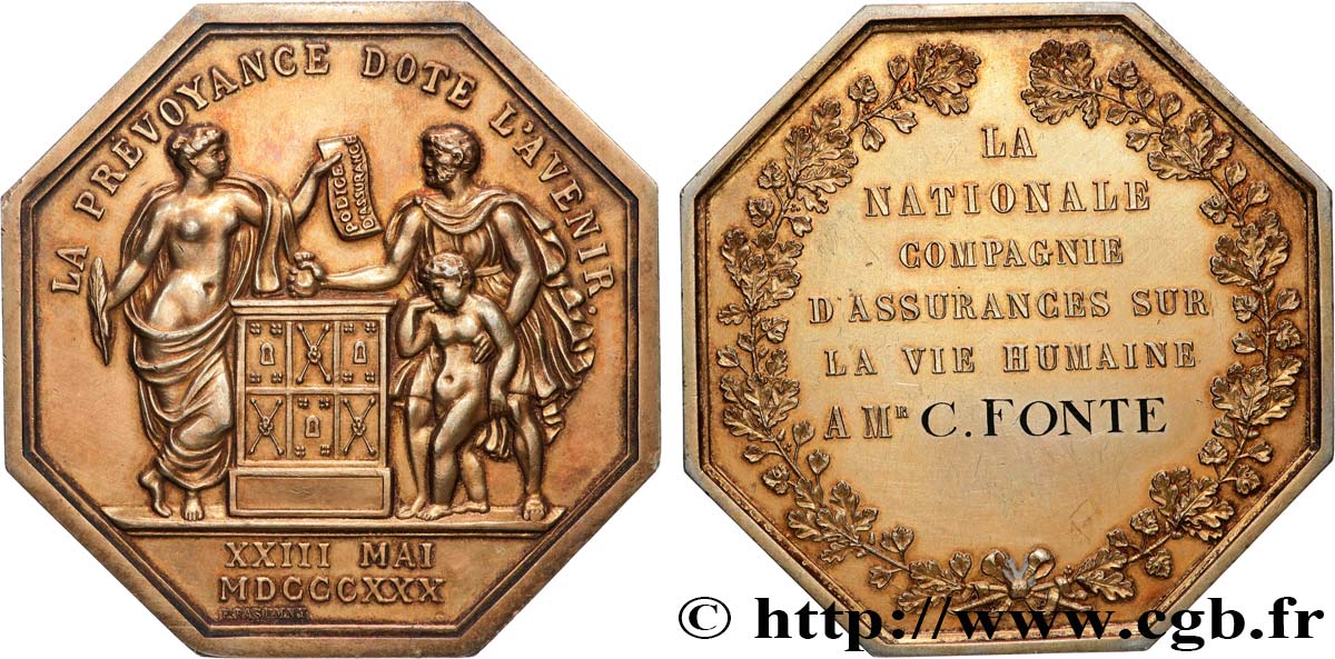 ASSURANCES Médaille de récompense, La Nationale, Compagnie d’assurances sur la vie humaine SUP
