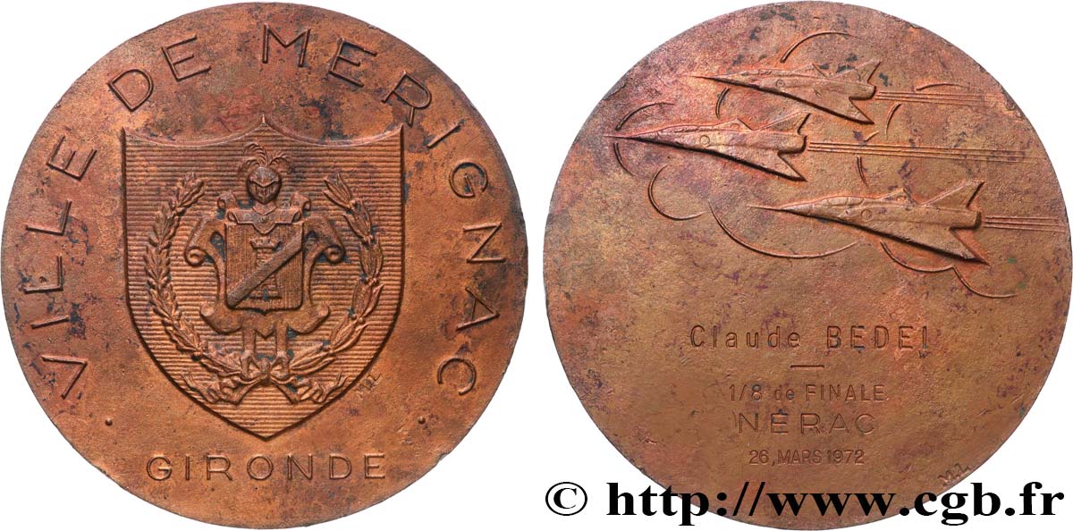 CINQUIÈME RÉPUBLIQUE Médaille, Ville de Mérignac TTB