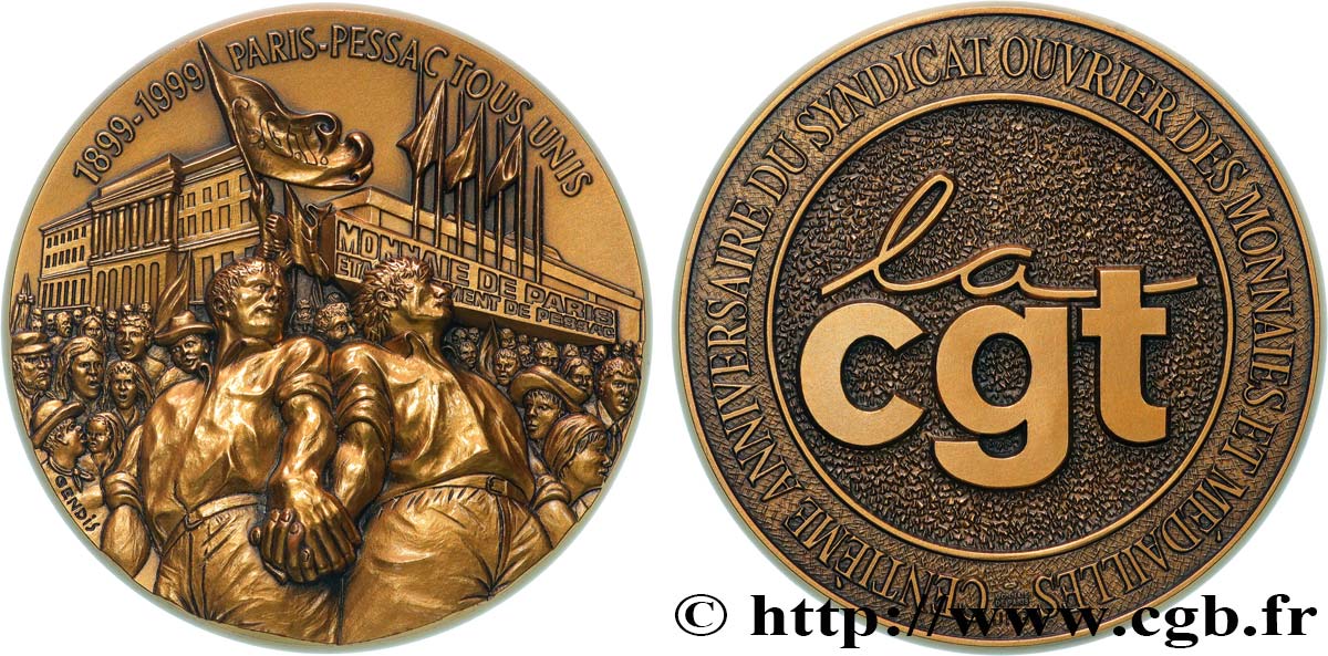 CINQUIÈME RÉPUBLIQUE Médaille, 100e anniversaire du Syndicat ouvrier des monnaies et médailles SUP
