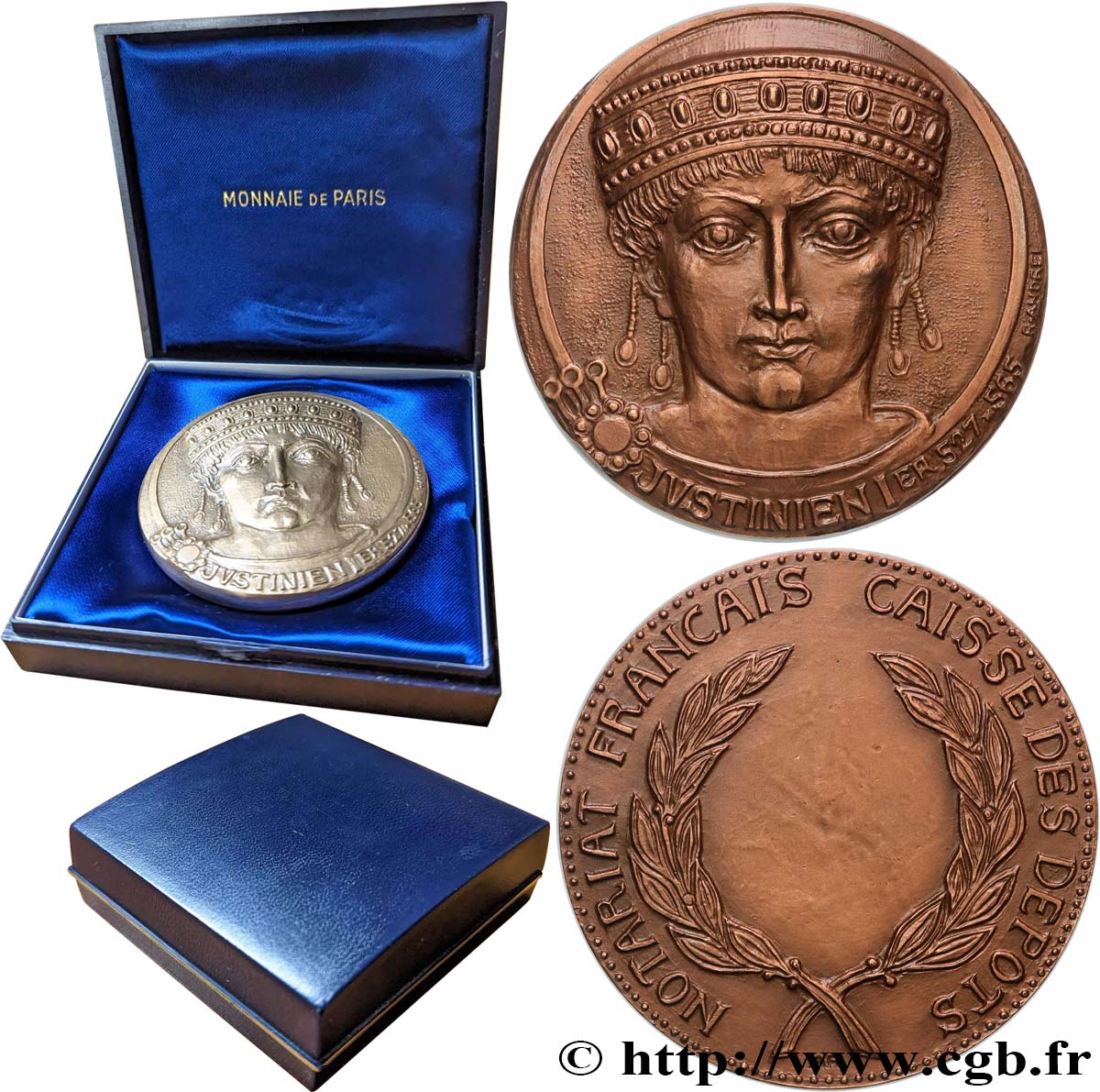 NOTAIRES DU XIXe SIECLE Médaille, Justinien Ier, Caisse des dépôts SUP