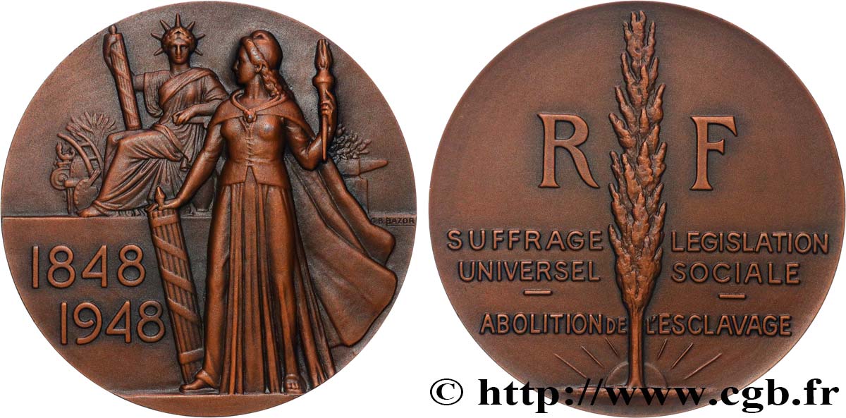 IV REPUBLIC Médaille, Abolition de l’esclavage AU