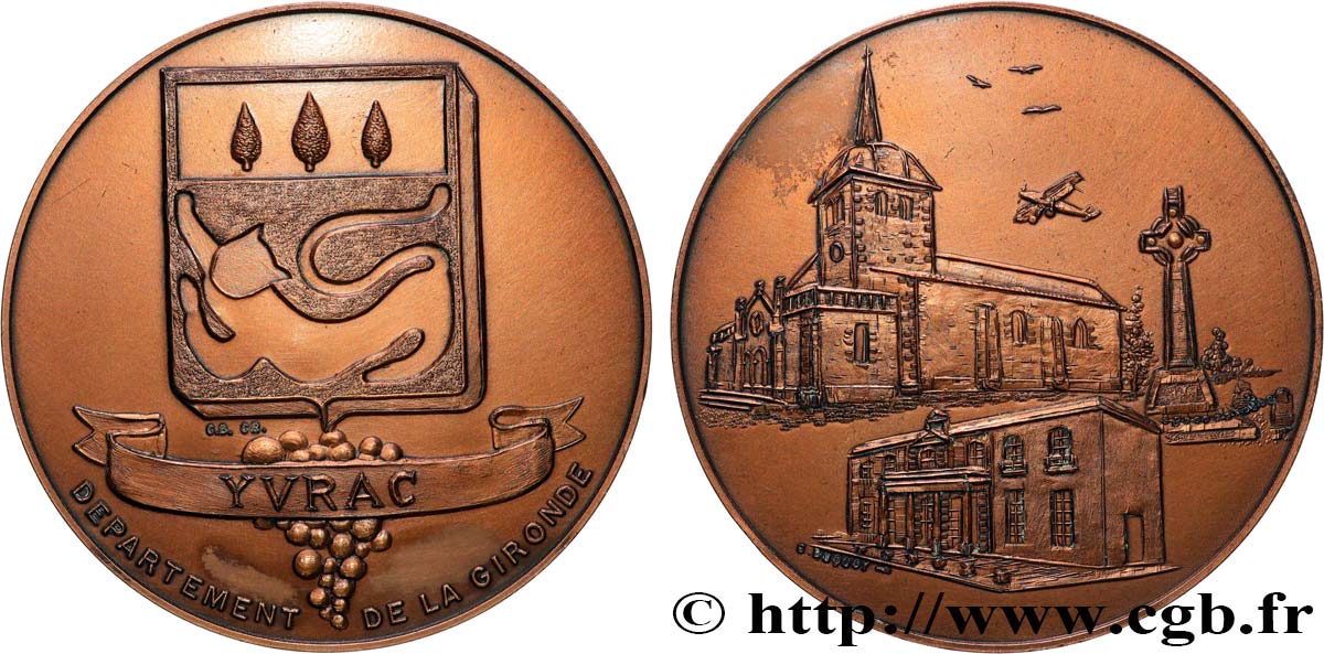 CINQUIÈME RÉPUBLIQUE Médaille, Ville d’Yvrac TTB+