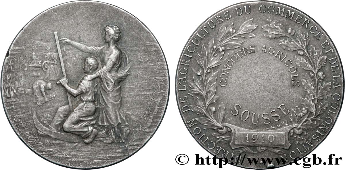 THIRD REPUBLIC - TUNISIA - FRENCH PROTECTORATE Médaille, Concours agricole XF