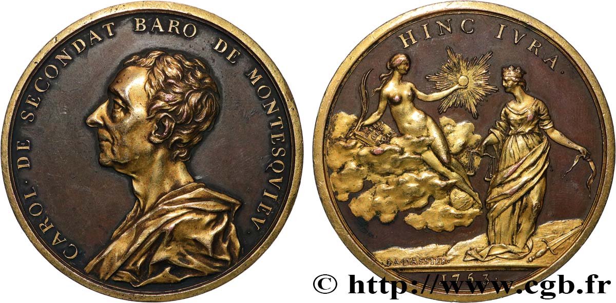 ACADÉMIES ET SOCIÉTÉS SAVANTES Médaille, Charles de Secondat, Montesquieu TTB+