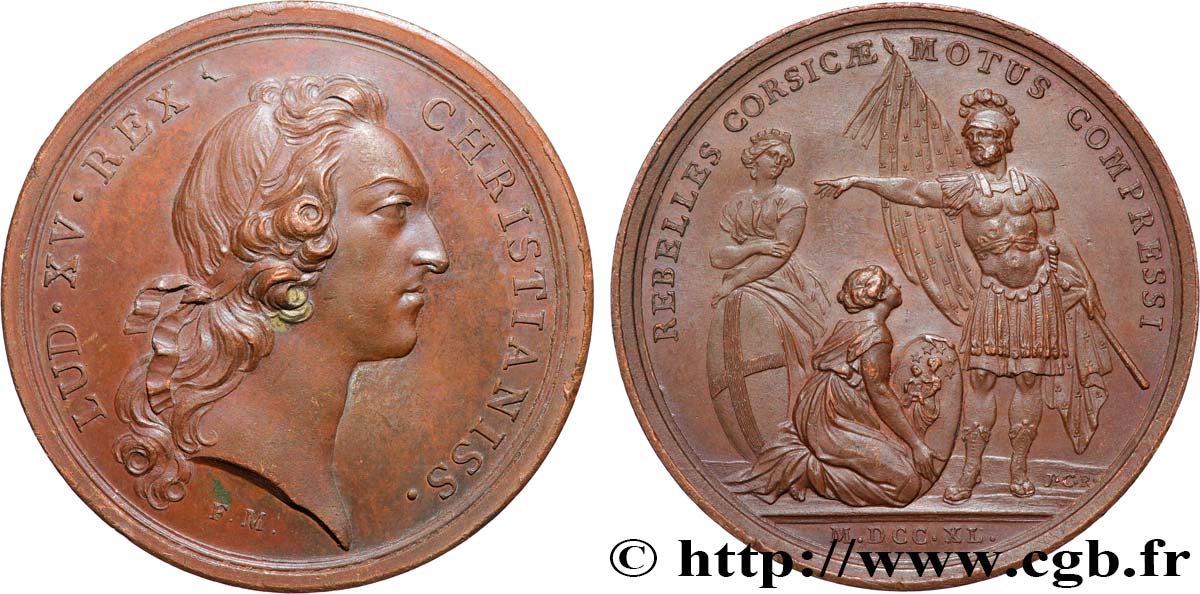 LOUIS XV THE BELOVED Médaille, Pacification de la Corse AU