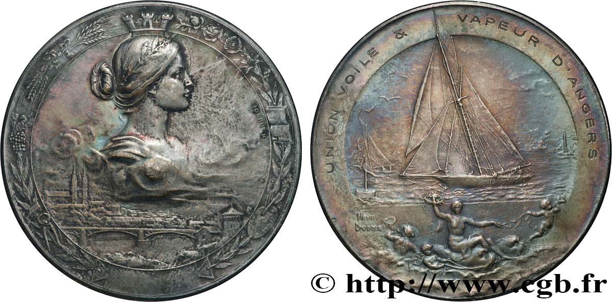 III REPUBLIC Médaille, Union voile et vapeur d’Angers XF/AU