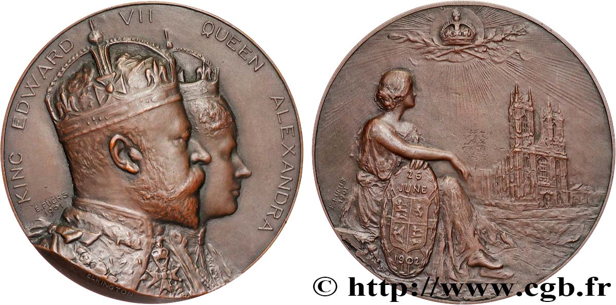 GRANDE-BRETAGNE - ÉDOUARD VII Médaille, couronnement d’Edouard VII VZ