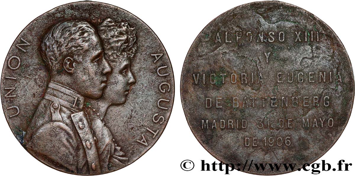 SPAIN - KINGDOM OF SPAIN - ALFONSO XIII Médaille, Mariage d’Alphonse XIII et de la princesse Victoria Eugénie von Battenberg VF