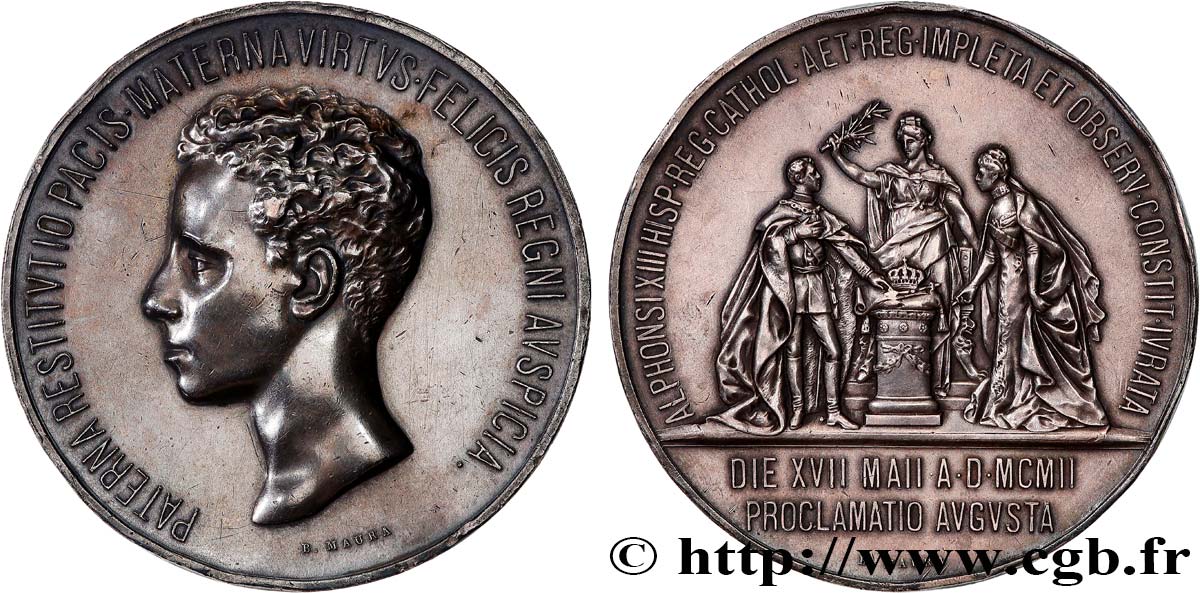 ESPAÑA - REINO DE ESPAÑA - ALFONSO XIII Médaille, Proclamation du 17 mai 1902 MBC