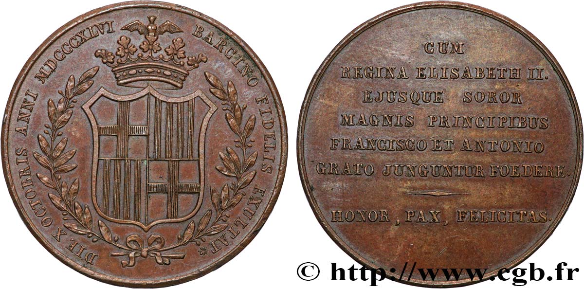 ESPAGNE - ROYAUME D ESPAGNE - ISABELLE II Médaille, Mariage d’Isabelle II de Bourbon d’Espagne et François d’Assise de Bourbon d’Espagne BB