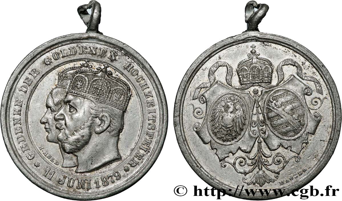 ALLEMAGNE - ROYAUME DE PRUSSE - GUILLAUME Ier Médaille, Noces d’or de Guillaume Frédéric Louis de Hohenzollern et Augusta de Saxe-Weimar-Eisenach BB