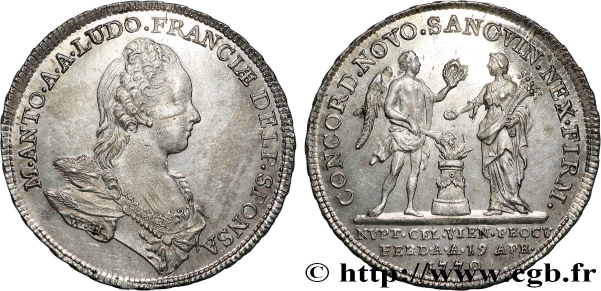 AUTRICHE - ROYAUME DE BOHÊME - MARIE-THÉRÈSE Médaille, Mariage du Dauphin Louis X avec Marie-Antoinette Archiduchesse d’Autriche SPL