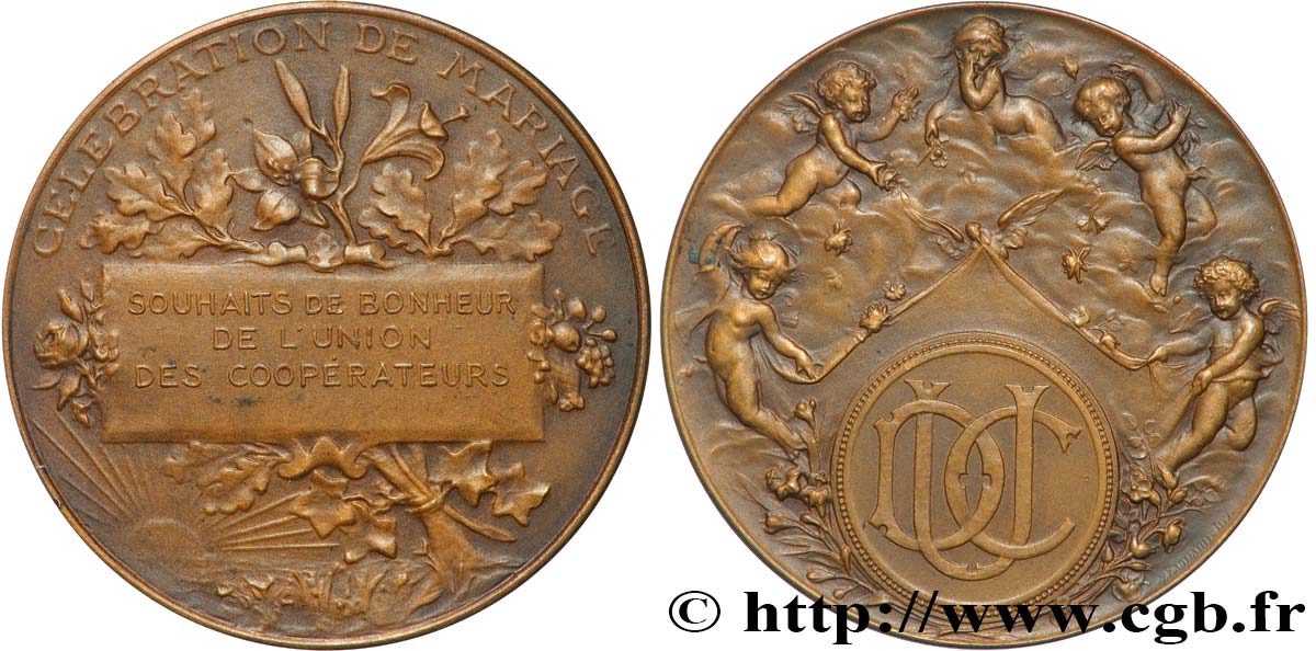 AMOUR ET MARIAGE Médaille, Souhaits de bonheur de l’union des coopérateurs AU