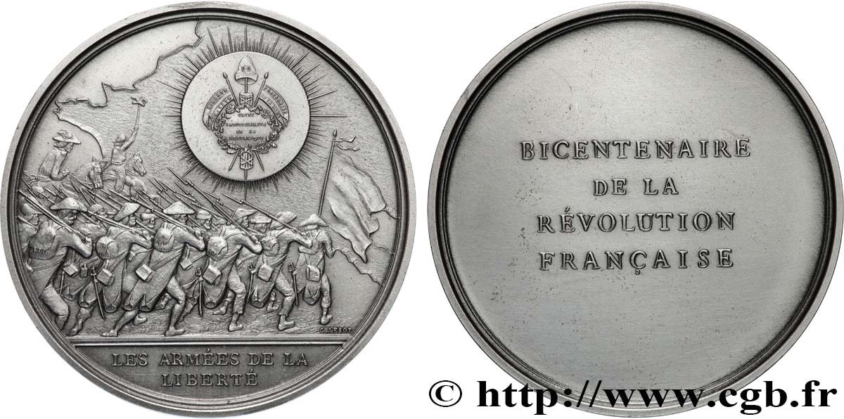 FUNFTE FRANZOSISCHE REPUBLIK Médaille, Bicentenaire de la Révolution, Les armées de la liberté VZ