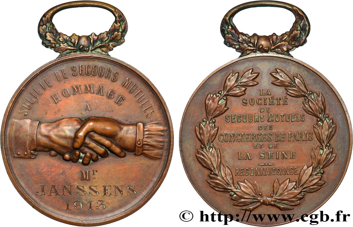 INSURANCES Médaille, Secours mutuels des concierges et gérants de propriété XF