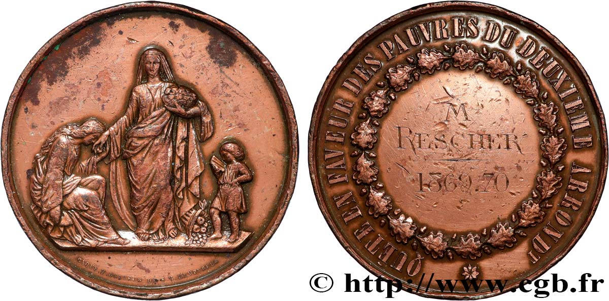 SECOND EMPIRE Médaille de quête en faveur des pauvres VF