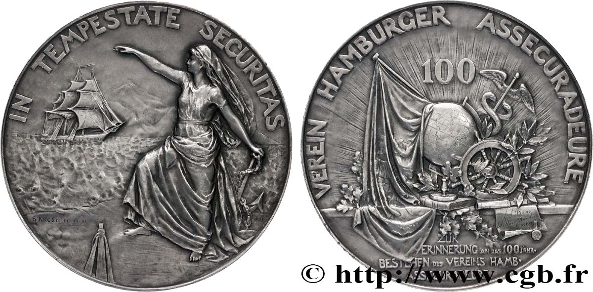 LES ASSURANCES Médaille, 100e anniversaire de l’Association Hamburger Assecuradeure VZ