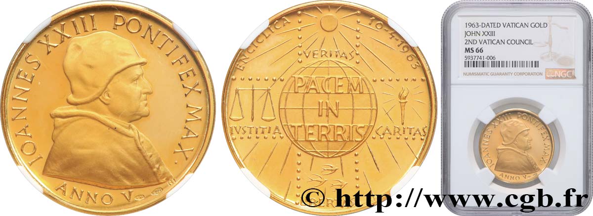 ITALY - PAPAL STATES - JOHN XXIII (Angelo Giuseppe Roncalli) Médaille, La Paix sur terre MS66