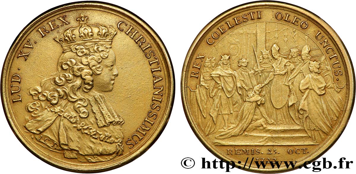 LOUIS XV  THE WELL-BELOVED  Médaille, Sacre de Louis XV MBC+