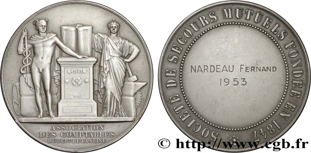 ASSURANCES Médaille de récompense, Société de secours mutuels, Association des comptables AU