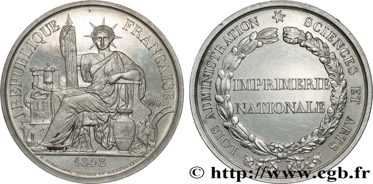 DEUXIÈME RÉPUBLIQUE Médaille, Imprimerie nationale SUP