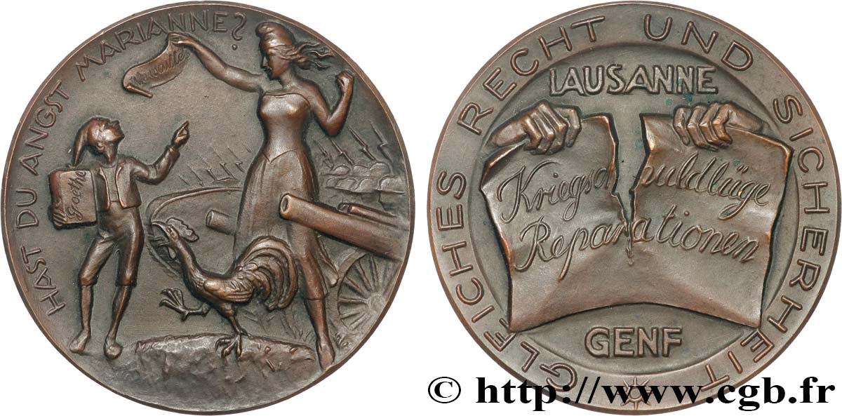 GERMANY - WEIMAR REPUBLIC Médaille, Négociations avec la France à Genève et Lausanne AU