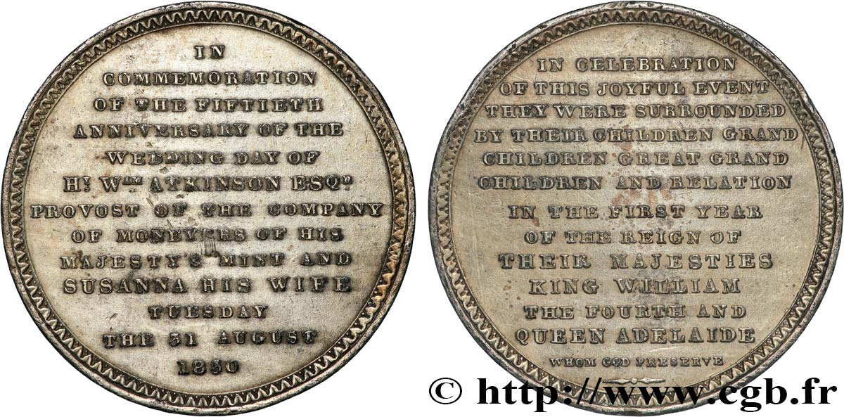 GREAT-BRITAIN -  WILLIAM IV Médaille, Noces d’or XF