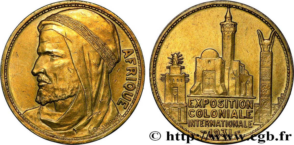 TROISIÈME RÉPUBLIQUE Médaille, Exposition Coloniale Internationale - Afrique TTB