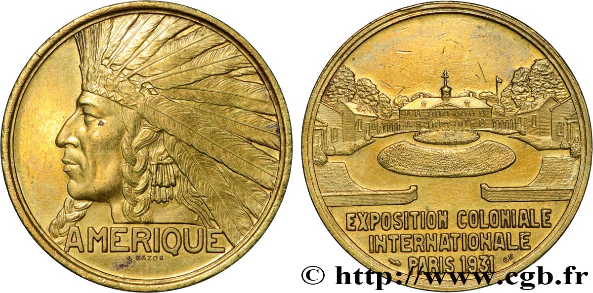 TROISIÈME RÉPUBLIQUE Médaille, Exposition Coloniale Internationale - Amérique TTB+