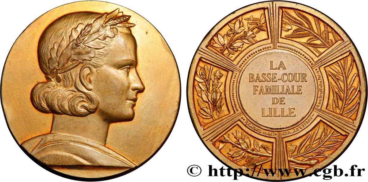 SOCIÉTÉS D AGRICULTURE, HORTICULTURE, PÊCHE ET CHASSE Médaille, La basse-cour familiale TTB+
