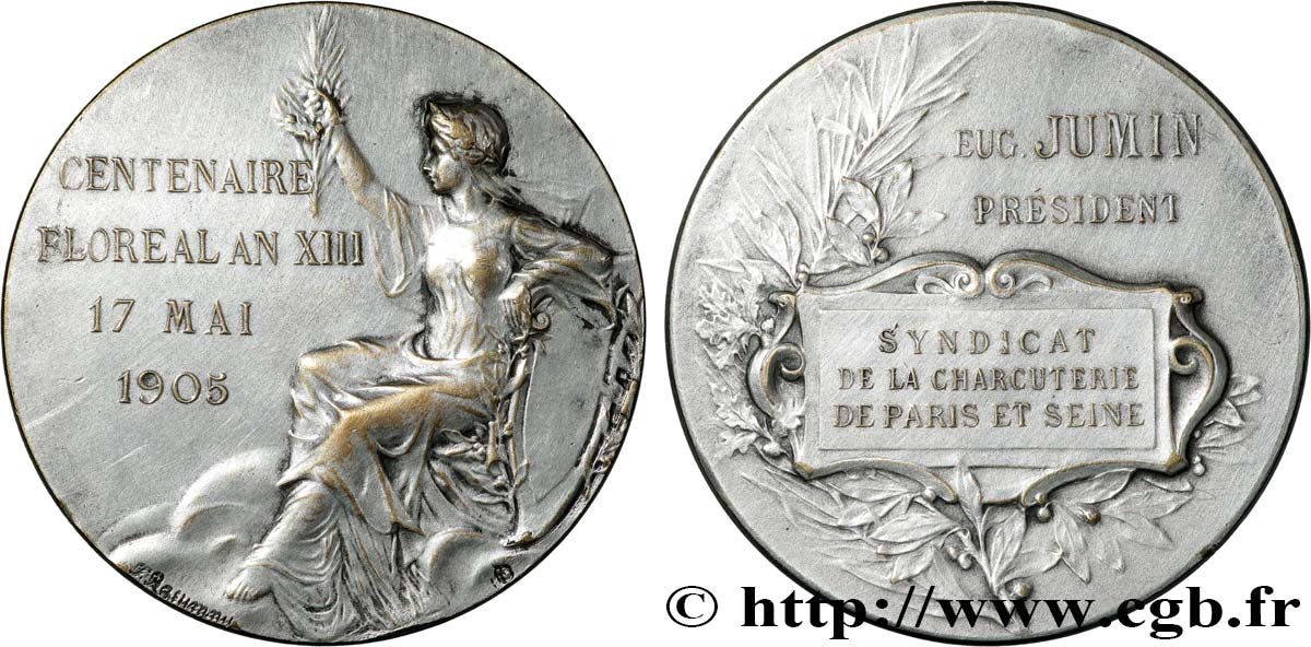 TROISIÈME RÉPUBLIQUE Médaille, Syndicat de la charcuterie TB+/TTB