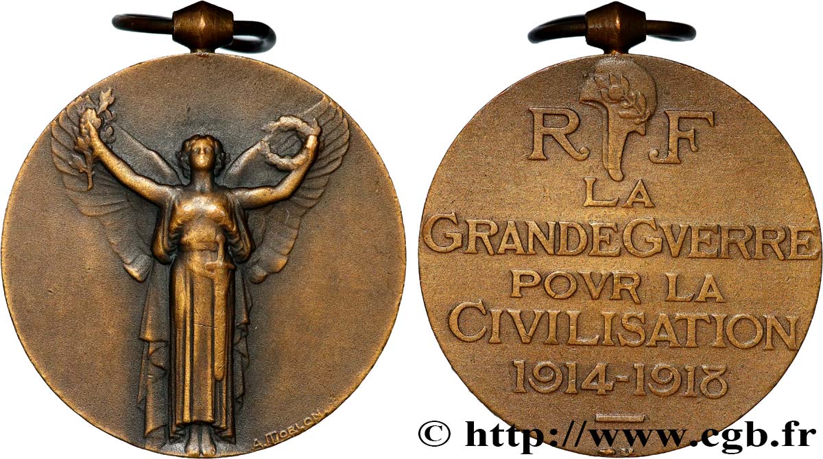 TROISIÈME RÉPUBLIQUE Médaille commémorative interalliée de la Victoire, Grande Guerre 1914-1918 TTB