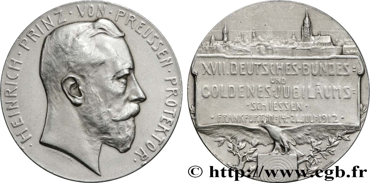 ALLEMAGNE - ROYAUME DE PRUSSE - GUILLAUME II Médaille, XVIIe festival de tir fédéral TTB