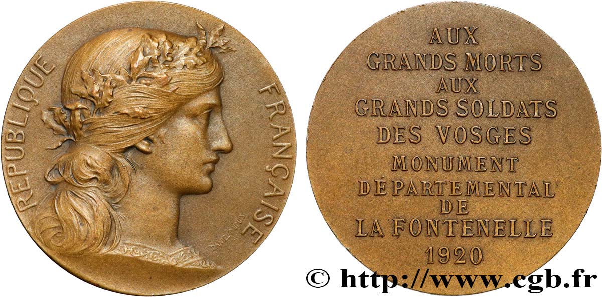 TROISIÈME RÉPUBLIQUE Médaille, Aux grands morts des Vosges SUP