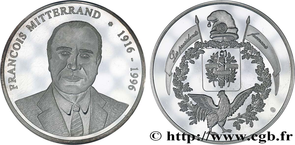 CINQUIÈME RÉPUBLIQUE Médaille, François Mittérand, président de la République TTB+
